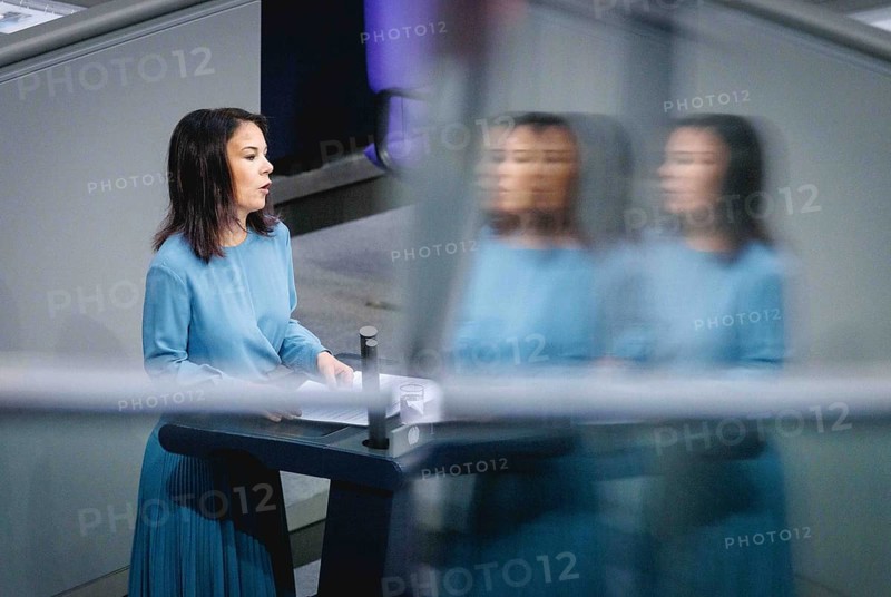 Annalena Baerbock, Federal Foreign Minister, recorded during a speech in the German Bundestag in Berlin, 16 May 2024