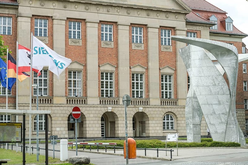 Sculpture by Daniel Libeskind Wing in front of the Siemens administration building, Rohrdamm, Siemensstadt, Spandau, Berlin, Germany, Europe