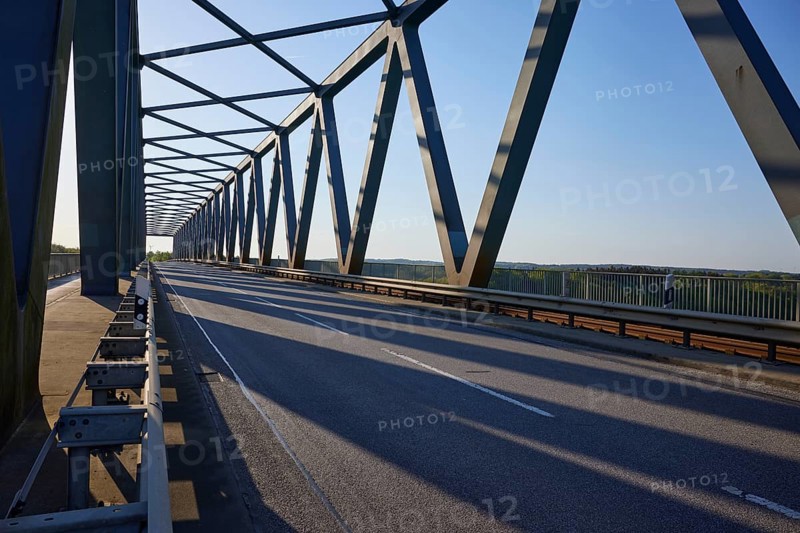 High bridge Gruenental over the Kiel Canal near Beldorf, district of Rendsburg-Eckernfoerde, Schleswig-Holstein, Germany, Europe