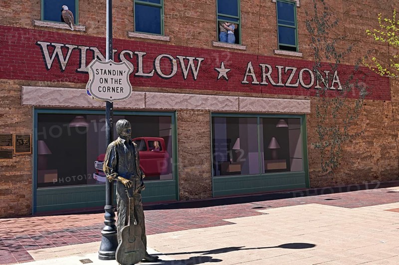 Standin' on the Corner in Winslow, Arizona sung by the rock group Eagles in the song Take it easy, Route 66, Winslow, Arizona