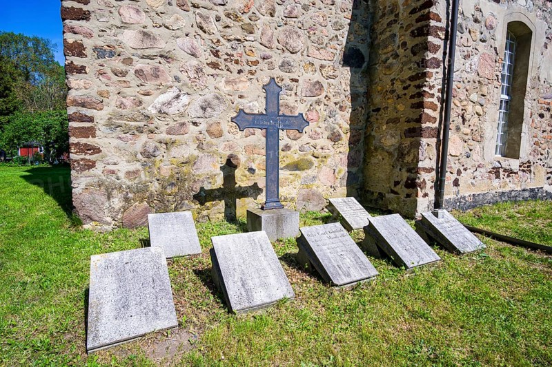 Gravestones of the von Manteuffel family at Krossen village church, Dahme-Spreewald, Brandenburg, Germany, Europe