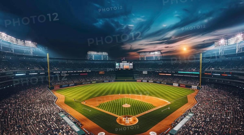 American baseball crowded stadium during championship game, AI generated