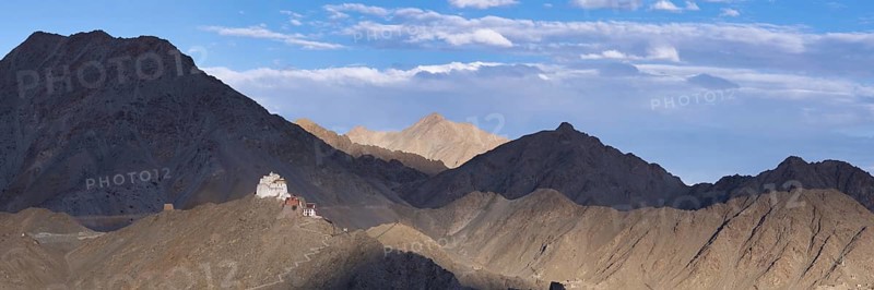 The Namgyal Tsemo Gompa monastery on Tsenmo Hill, a viewpoint over Leh, Ladakh, Jammu and Kashmir, India, Asia