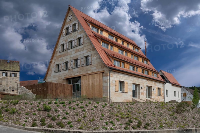 Conversion of a former barn into a residential building, Simonsnhofen, Middle Franconia, Bavaria, Germany, Europe