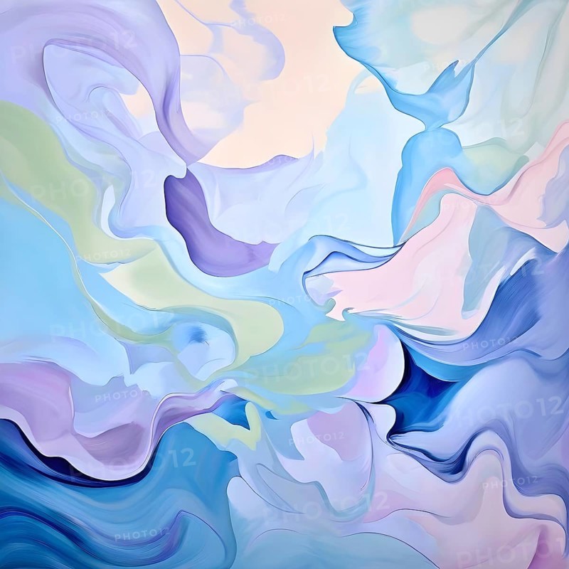 Abstract illustration embodies mindfulness meditation with gentle swirling patterns in pastel soothing hues, AI generated