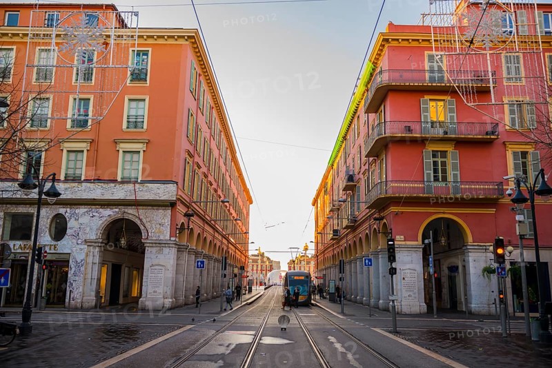 Tram in City Place Massena in Nice, Cote d'azur, France, Europe