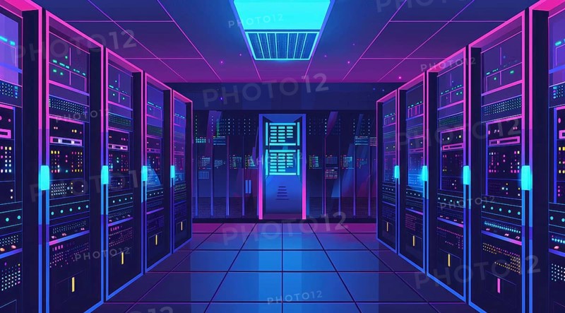 Cloud services concept and server farm supporting cloud applications for enterprise clients, AI generated