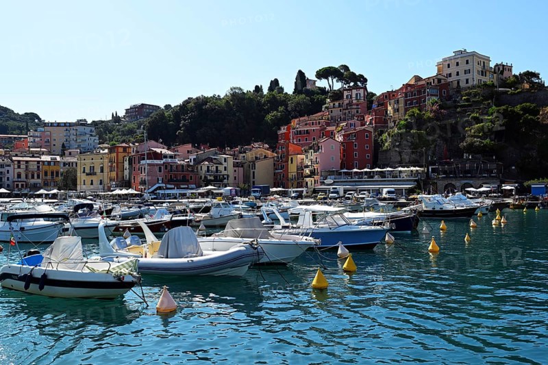 View of Lerici from the sea, Ligurian sea, Liguria, Italy, Europe