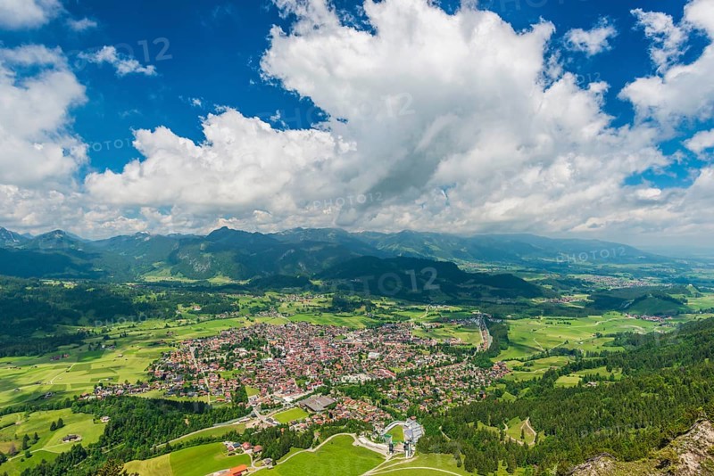 Panorama from Schattenberg, 1692m, on Oberstdorf, Allgaeu, Bavaria, Germany, Europe