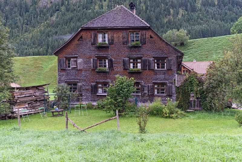 Old farmhouse from around 1820, with a shingle facade, Hinterstein, Bad Hindelang, Allgaeu, Bavaria, Germany, Europe
