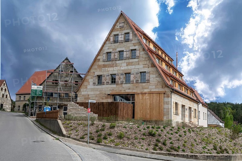Conversion of a former barn into a residential building, Simonsnhofen, Middle Franconia, Bavaria, Germany, Europe