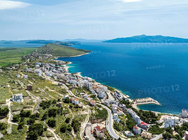 Saranda from a drone, Albanian Riviera, Albania, Europe