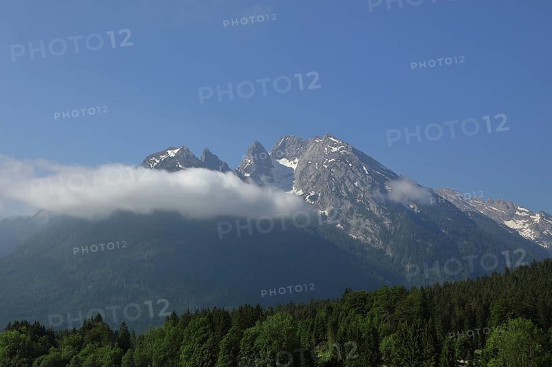 Watzmann massif, with low-hanging cloud, Berchtesgaden, Bavaria, Germany, Europe
