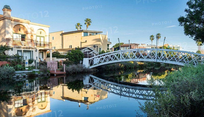 One of the bridges of the Venice Canal in Los Angeles, California