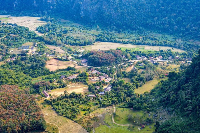 Panorama of Vang Vieng and the Kart landscape from Pha Ngern View Point, Vientiane Province, Laos, Asia