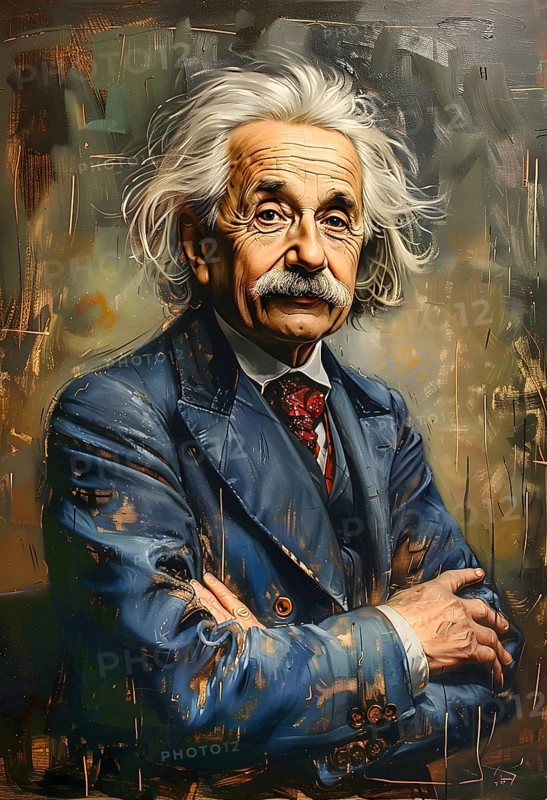 Oil-painted portrait of the physicist Albert Einstein, modern interpretation, AI generated, AI generated