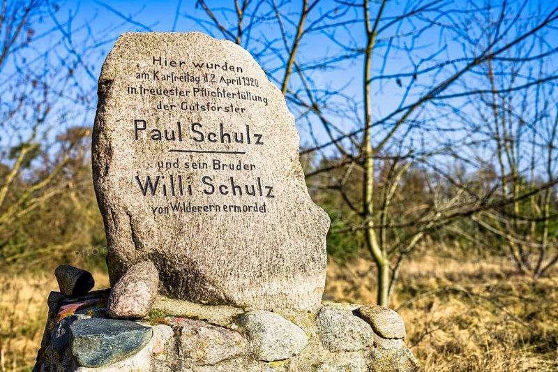 Memorial stone, Gross Kienitzer Berge, Blankenfelde-Mahlow, Brandenburg, Germany, Europe