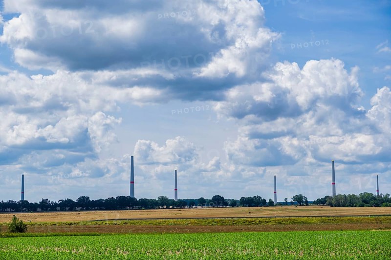 Wind farm construction site near Seelow, Brandenburg, Germany, Europe