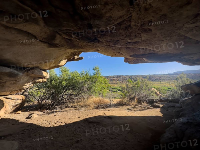 Entrance to a H Sevilla Art Rock Trail, arid landscape with rock formations, Cederberg Mountains, near Clanwilliam, Western Cape, South Africa, Africa