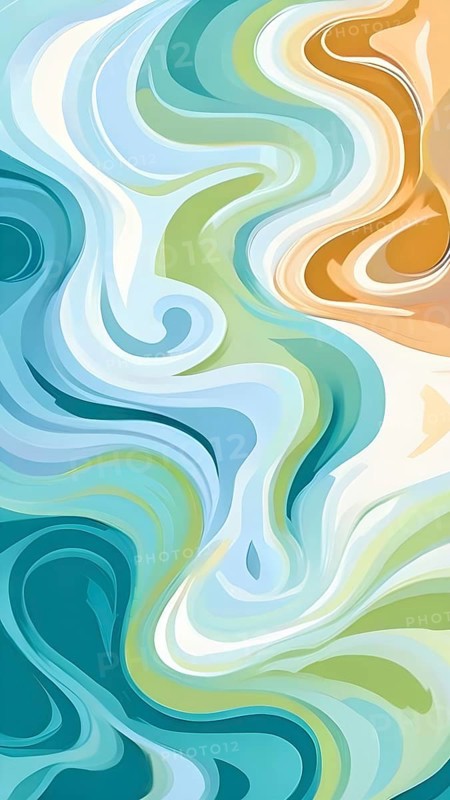 Abstract illustration embodies mindfulness meditation with gentle swirling patterns in pastel soothing hues, AI generated