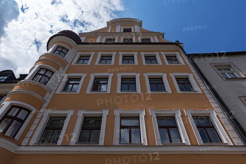 Historic town house with round bay window, Regensburg, Upper Palatinate, Bavaria, Germany, Europe