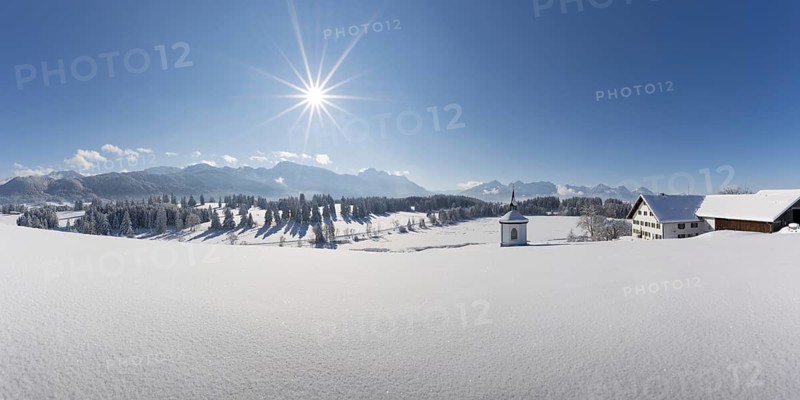 Chapel at Hegratsrieder See, near Fuessen, Ostallgaeu, Allgaeu, Bavaria, Germany, Europe