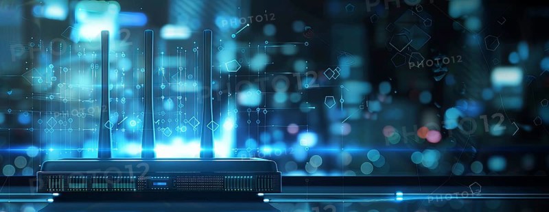Advanced fast broadband wireless router. Concept of new technology and fast network connectivity, AI generated