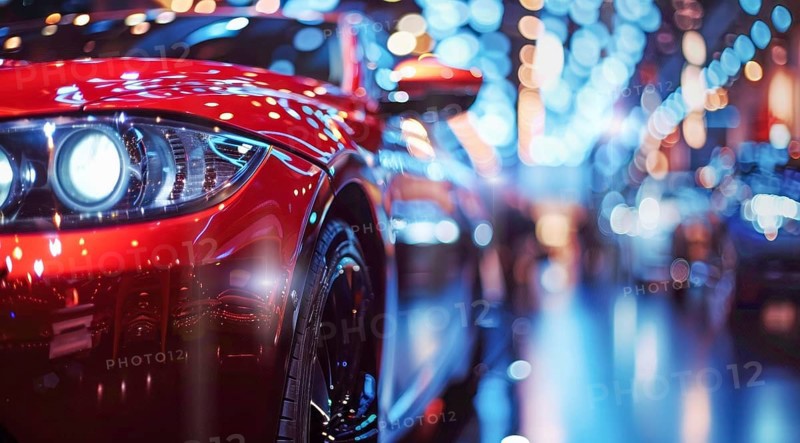 New luxury car models on display at car salon for buyers to buy and test drive, AI generated