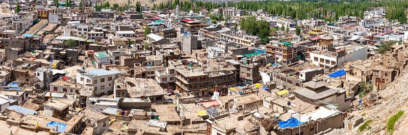 Sea of houses in Leh, Ladakh, Jammu and Kashmir, India, Asia