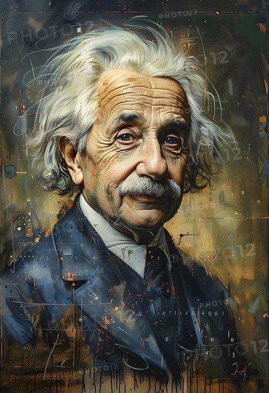 Oil-painted portrait of the physicist Albert Einstein, modern interpretation, AI generated, AI generated