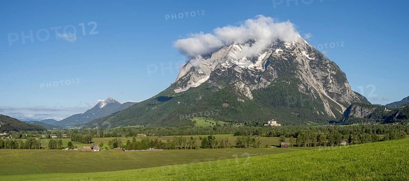 Grimming mountain range in the morning light, near Irdning, Styria, Austria, Europe