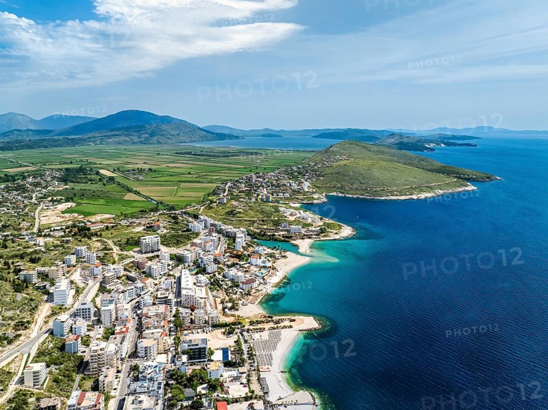Saranda from a drone, Albanian Riviera, Albania, Europe