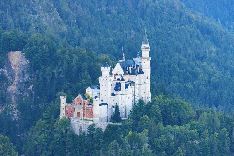 Neuschwanstein Castle near Hohenschwangau, Romantic Road, Ostallgaeu, Bavaria, Germany, Europe