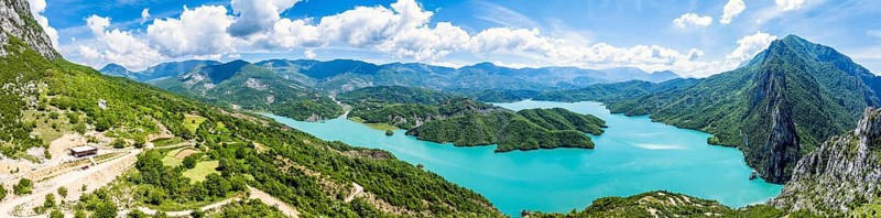 Bovilla Lake and Mountains, Bovilla Reservoir, Tirana, Albania, Europe