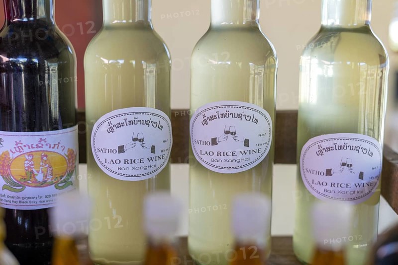 Choum, rice wine for sale, Laos, Asia
