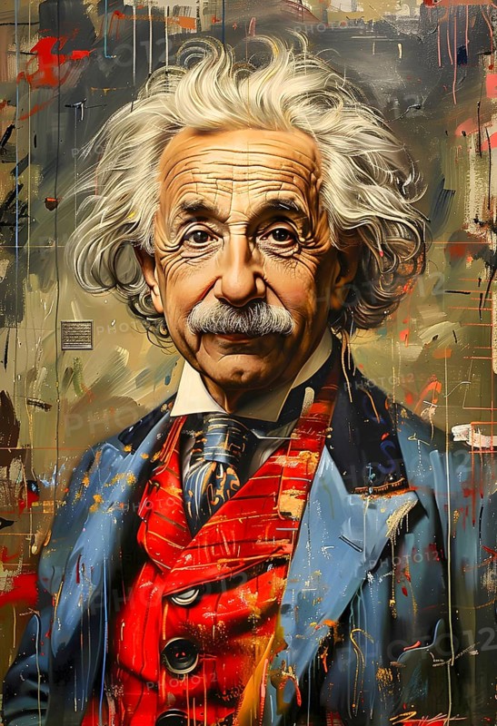 Oil-painted portrait of the physicist Albert Einstein, modern interpretation, AI generated, AI generated