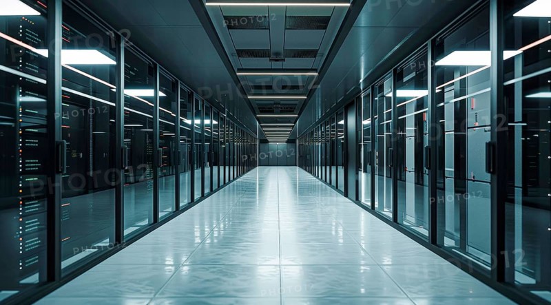 Cloud services concept and server farm supporting cloud applications for enterprise clients, AI generated