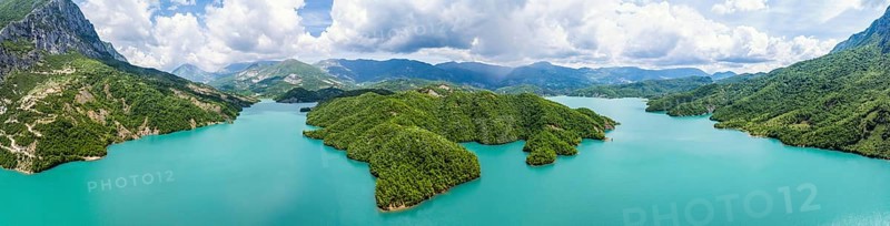 Bovilla Lake and Mountains, Bovilla Reservoir, Tirana, Albania, Europe