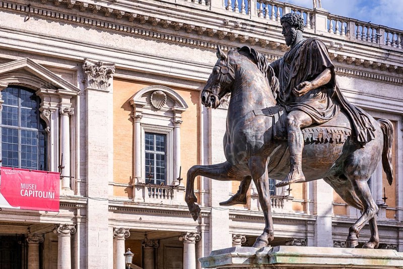 Equestrian Statue of Marcus Aurelius, Capitoline Hill, Rome, Lazio, Italy, Europe
