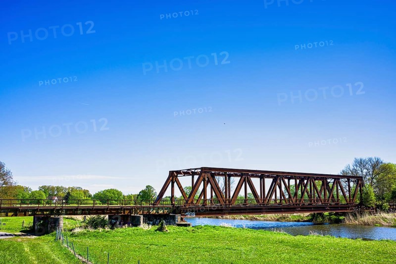 Old railway bridge over the Neisse, Guben, Brandenburg, Germany, Europe