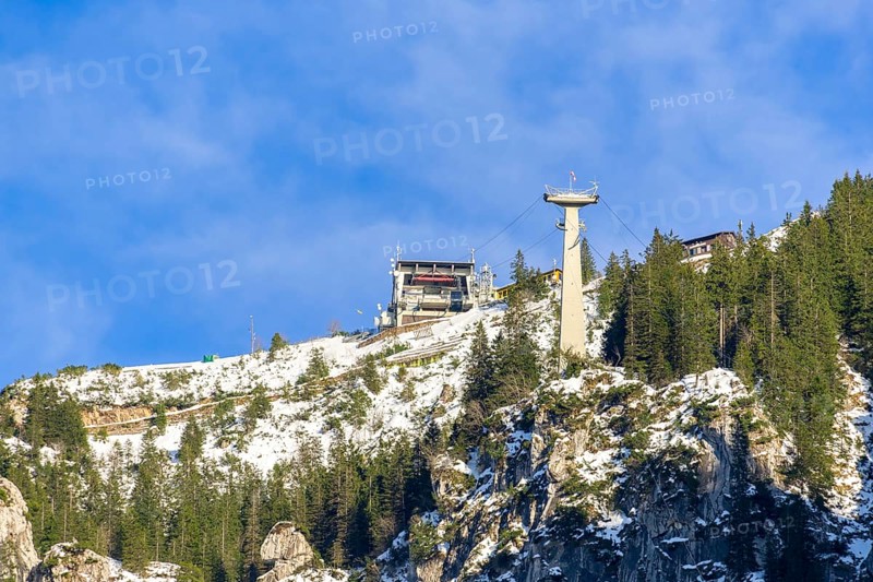 Tegelberg cable car on the Tegelberg near Schwangau near Fuessen, Ostallgaeu, Allgaeu, Swabia, Upper Bavaria, Bavaria, Germany, Europe