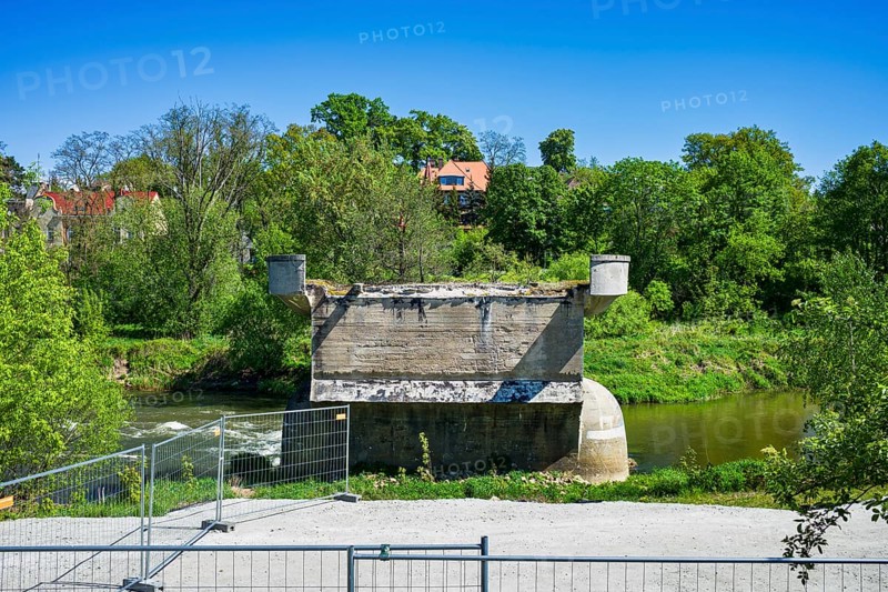 Ruins of the North Bridge over the Neisse, Guben, Brandenburg, Germany, Europe