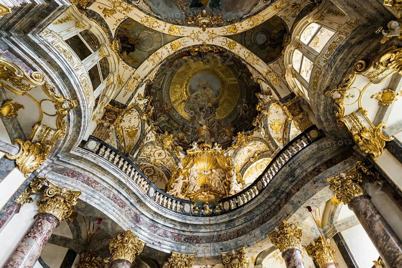 Interior view, Court Church, Wuerzburg Residence, UNESCO World Heritage Site, Wuerzburg, Lower Franconia, Franconia, Bavaria, Germany, Europe