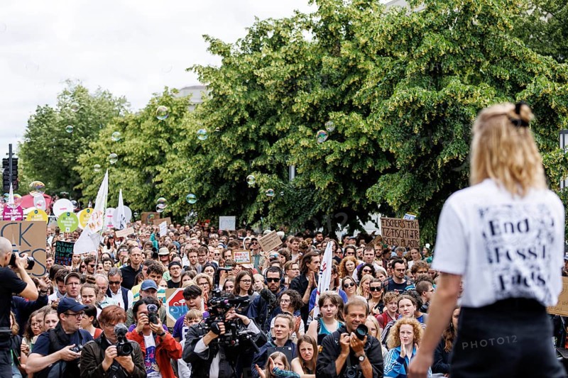 Carla Reemtsma, climate protection activist from Fridays For Future, during a reder for the climate strike for the EU elections in Berlin, 31 May 2024