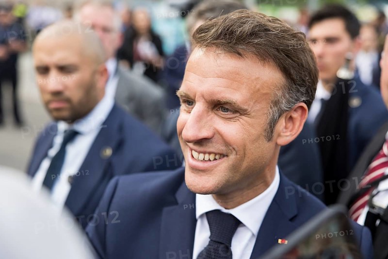 Emmanuel Macron (President of the French Republic) on a tour of the Citizens' Festival Celebrating Democracy. / The Basic Law turns 75, together it will be a celebration, Berlin, 26.05.2024
