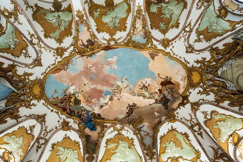 Imperial Hall, fresco, ceiling painting by Tiepolo, Wuerzburg Residence, UNESCO World Heritage Site, Wuerzburg, Lower Franconia, Franconia, Bavaria, Germany, Europe