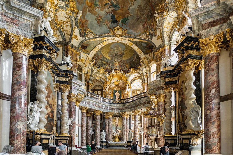 Interior view, Court Church, Wuerzburg Residence, UNESCO World Heritage Site, Wuerzburg, Lower Franconia, Franconia, Bavaria, Germany, Europe