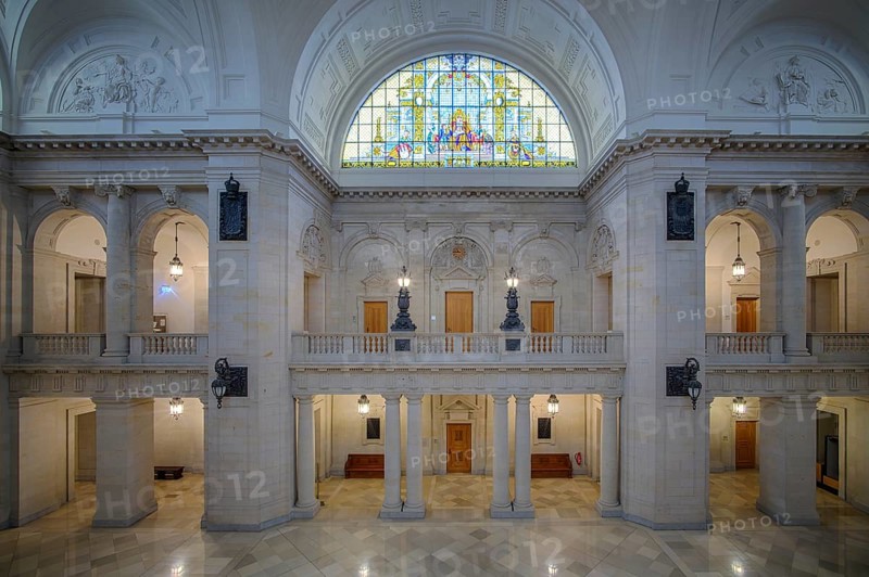 Interior view, gallery, gallery, domed hall, Federal Administrative Court, former Imperial Court of Justice, Leipzig, Saxony, Germany, Europe