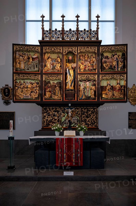 Interior view of the Pauline Altar, High Altar, Paulinum, University Church of St Pauli, University Alma Mater Lipsiensis, Leipzig, Saxony, Germany, Europe