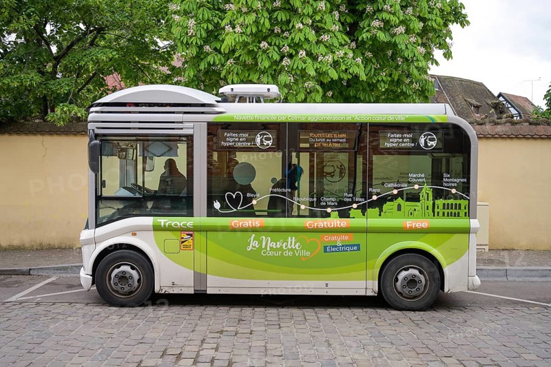 Shuttle bus, electric, Colmar, Alsace, France, Europe